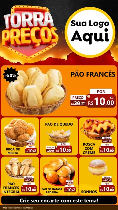 Modelo de Rede Social para Stories com o tema Torra Preços para Padaria