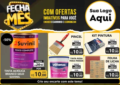 Modelo de Encarte para Encarte A4 Horizontal com o tema Fecha Mês para Tintas e Ferramentas