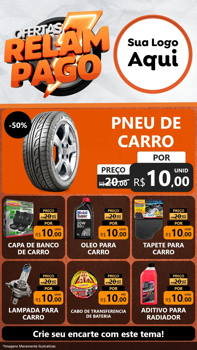 Modelo de Rede Social para Stories com o tema Ofertas Relâmpago - Moto / Auto para Auto peças