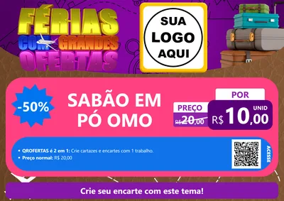 Modelo de Cartaz para Cartaz A4 Horizontal com o tema Férias com Grandes Ofertas para Produtos de Limpeza