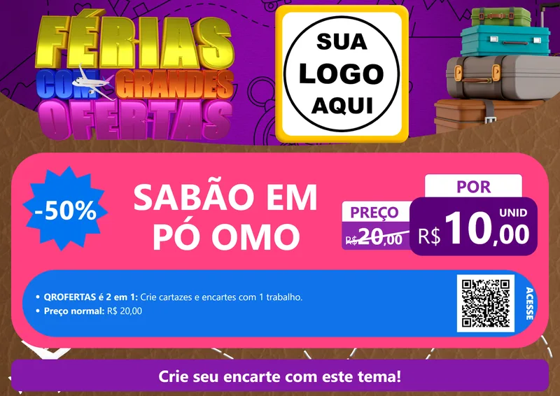 Modelo de Cartaz para Cartaz A4 Horizontal com o tema Férias com Grandes Ofertas para Produtos de Limpeza