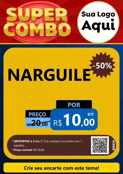 Modelo de Cartaz para Cartaz A4 Vertical com o tema Super Combo para Tabacaria