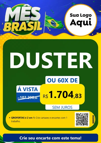 Modelo de Cartaz para Cartaz A4 Vertical com o tema Mês do Brasil para Concessionaria de Carros