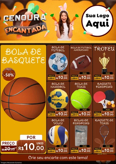 Modelo de Encarte para Encarte A4 Vertical com o tema Cenoura Encantada - Páscoa para Artigos Esportivos