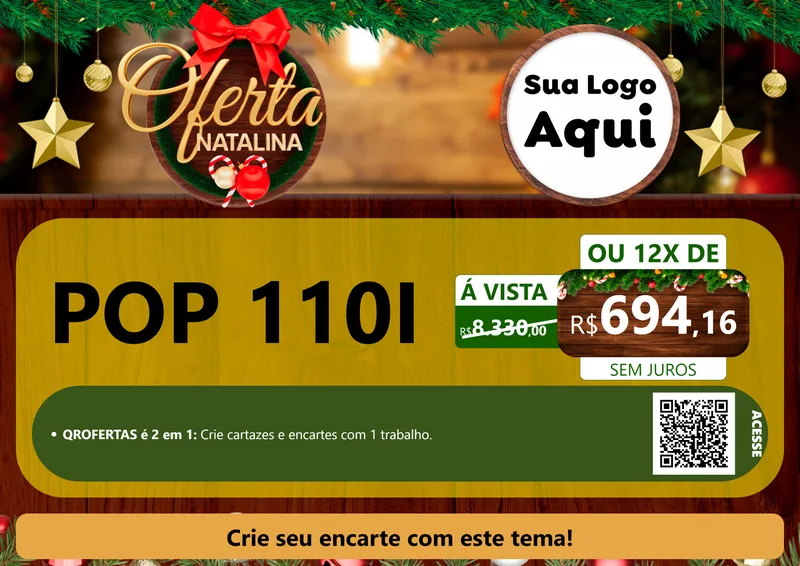 Modelo de Cartaz para Cartaz A4 Horizontal com o tema Ofertas Natalina para Concessionaria de Motos