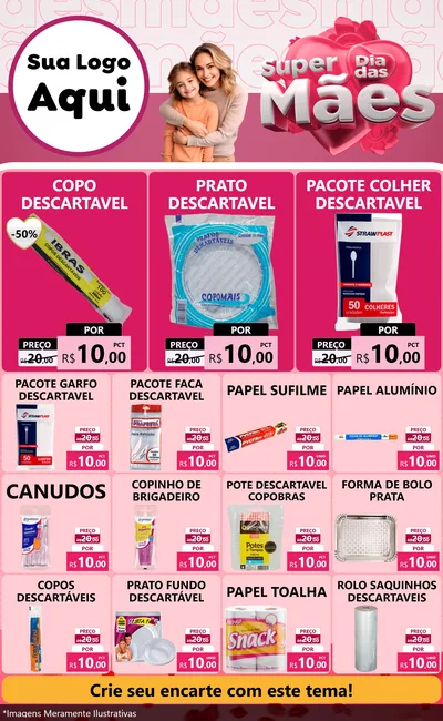 Modelo de Encarte para Encarte Grande com o tema Super Dia Das Mães para Embalagens