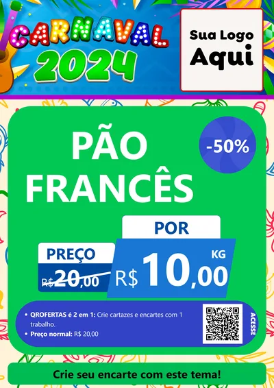 Modelo de Cartaz para Cartaz A4 Vertical com o tema Carnaval 2027 para Padaria