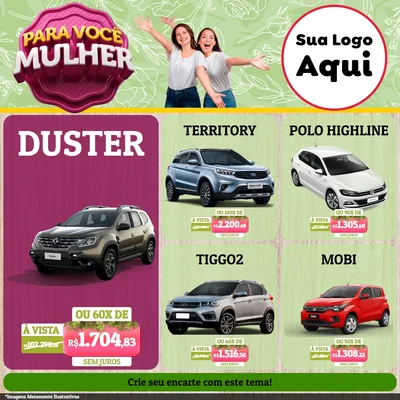 Modelo de Rede Social para Feed Facebook com o tema Para Você Mulher para Concessionaria de Carros
