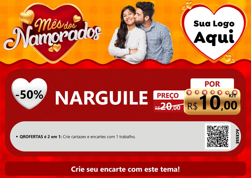 Modelo de Cartaz para Cartaz A4 Horizontal com o tema Mês dos Namorados para Tabacaria