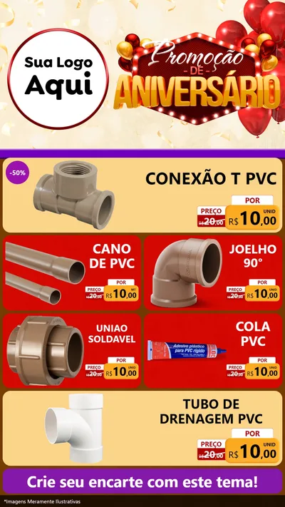 Modelo de TV para TV Vertical com o tema Promoção de Aniversário para Tubos e conexões