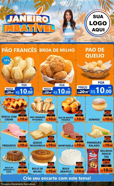 Modelo de Encarte para Encarte Grande com o tema Janeiro Imbatível para Padaria