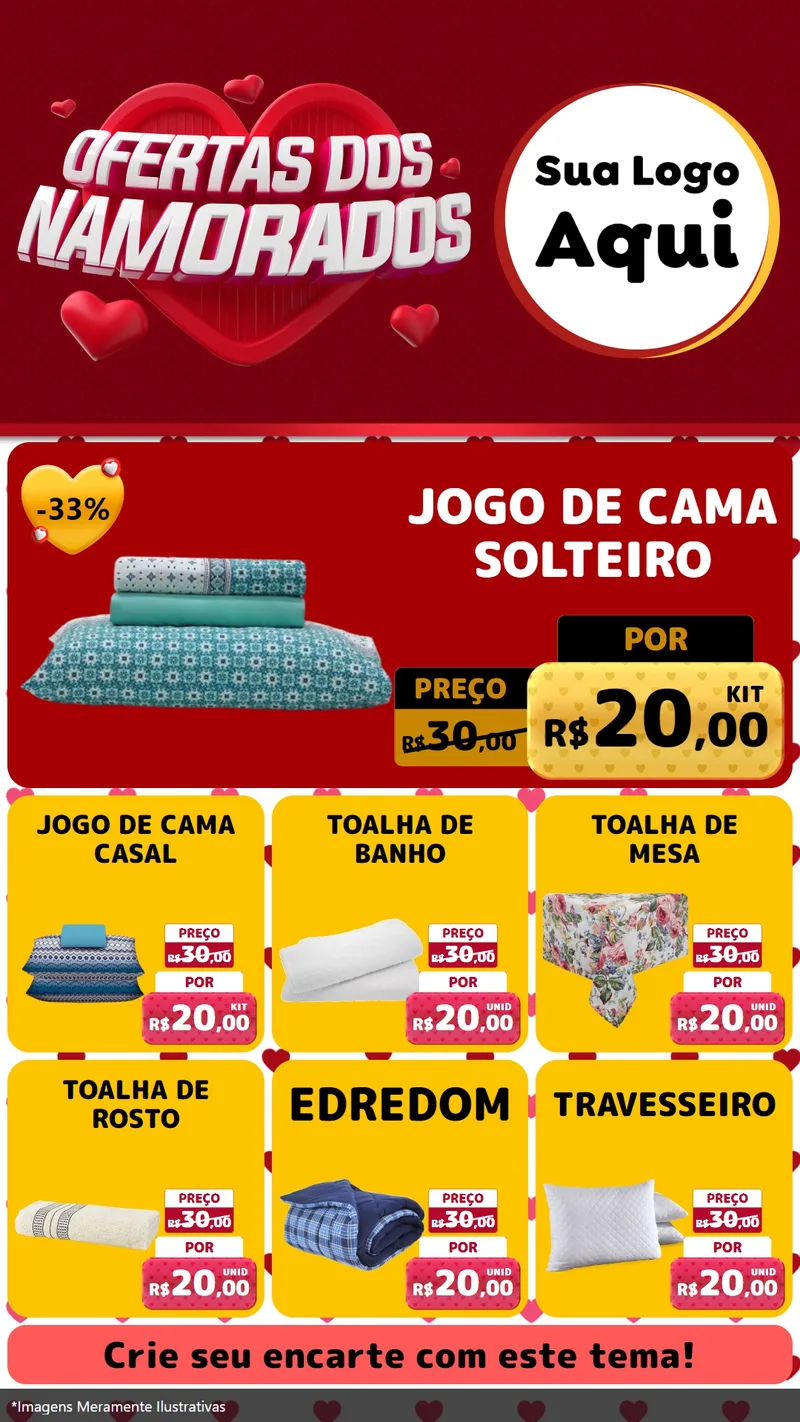 Modelo de Rede Social para Stories com o tema Ofertas Dos Namorados para Cama, Mesa e Banho