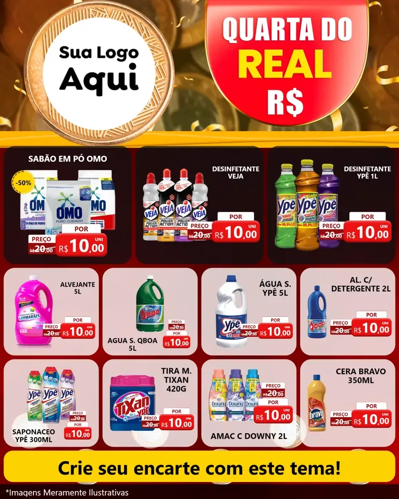 Modelo de Rede Social para Feed Instagram com o tema Quarta do Real para Produtos de Limpeza