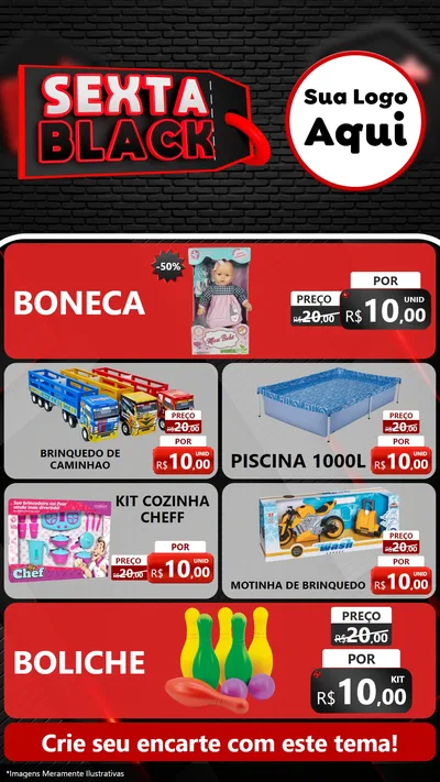 Modelo de TV para TV Vertical com o tema Sexta Black para Brinquedos