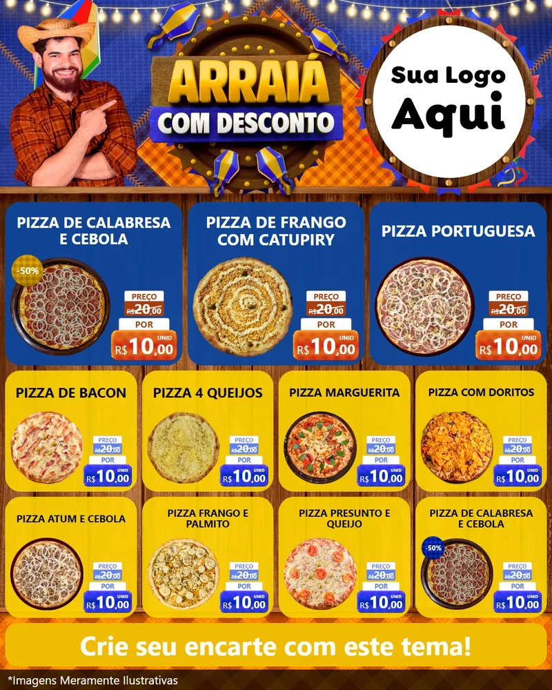 Modelo de Rede Social para Feed Instagram com o tema Arraiá Com Desconto para Pizzaria
