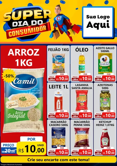 Modelo de Encarte para Encarte A4 Vertical com o tema Super Dia do Consumidor para Supermercado