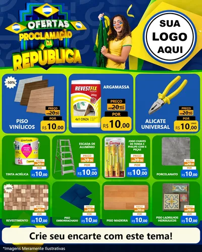 Modelo de Rede Social para Feed Instagram com o tema Ofertas Proclamação da República para Material para Construção