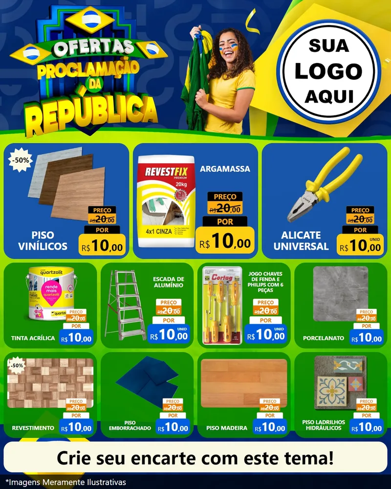Modelo de Rede Social para Feed Instagram com o tema Ofertas Proclamação da República para Material para Construção