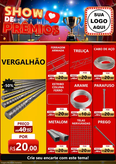 Modelo de Encarte para Encarte A4 Vertical com o tema Show de Prêmios para Ferragens