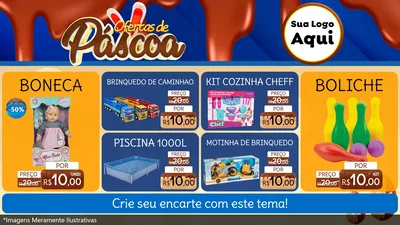 Modelo de TV para TV Horizontal com o tema Ofertas de Páscoa para Brinquedos