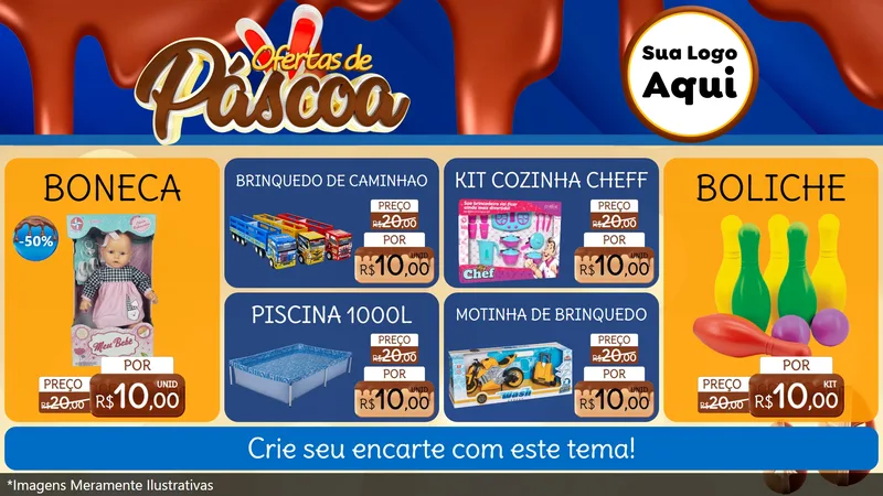 Modelo de TV para TV Horizontal com o tema Ofertas de Páscoa para Brinquedos
