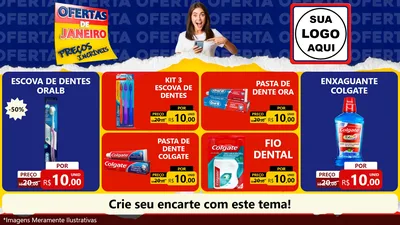 Modelo de TV para TV Horizontal com o tema Ofertas de Janeiro - Preços Incríveis para Higiene Pessoal