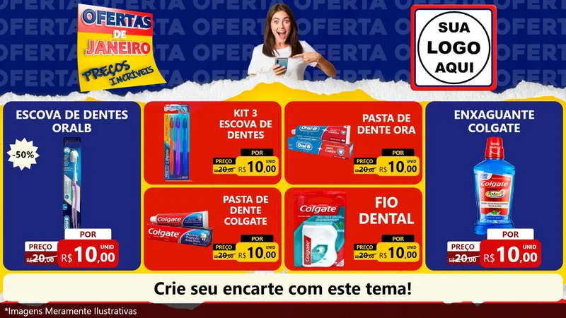 Modelo de TV para TV Horizontal com o tema Ofertas de Janeiro - Preços Incríveis para Higiene Pessoal