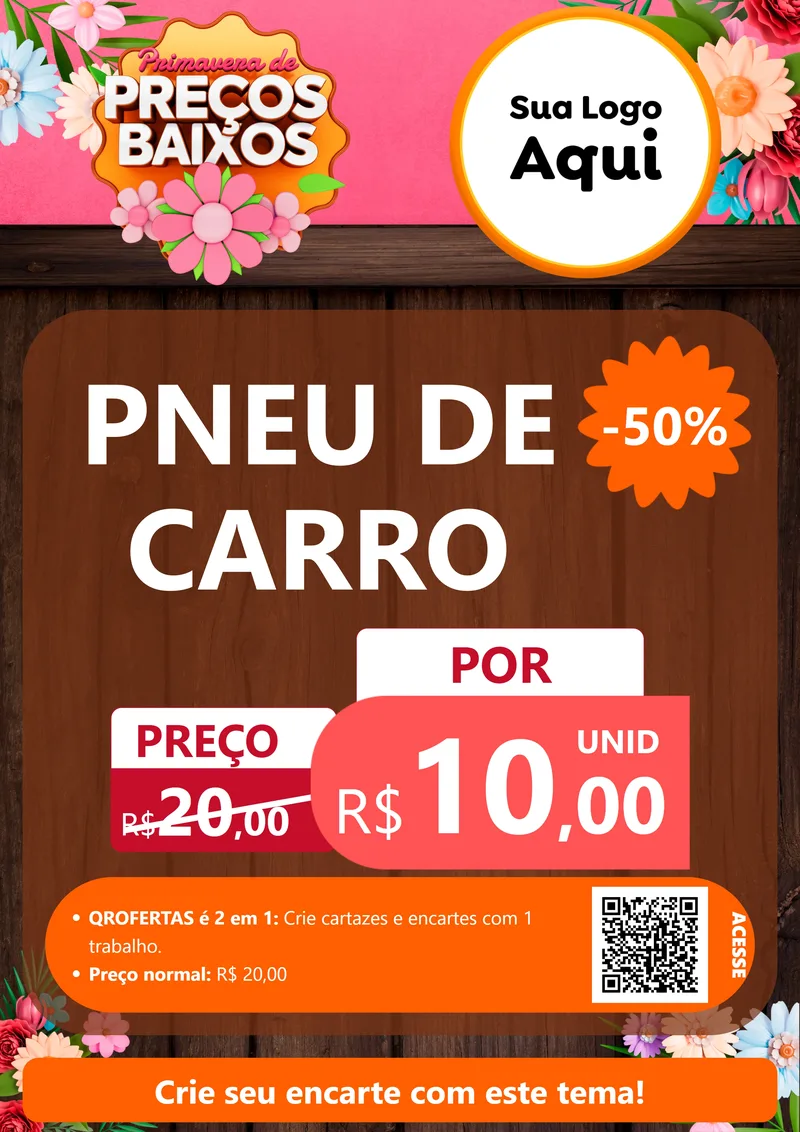 Modelo de Cartaz para Cartaz A4 Vertical com o tema Primavera de Preços Baixos para Auto peças