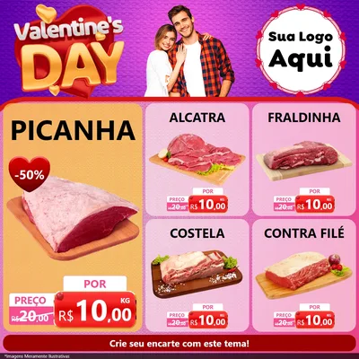 Modelo de Rede Social para Feed Facebook com o tema Valentine's Day para Açougue