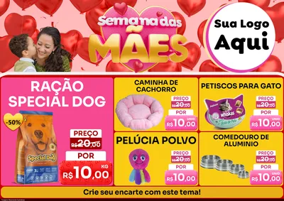 Modelo de Encarte para Encarte A4 Horizontal com o tema Semana Das Mães para Pet Shop