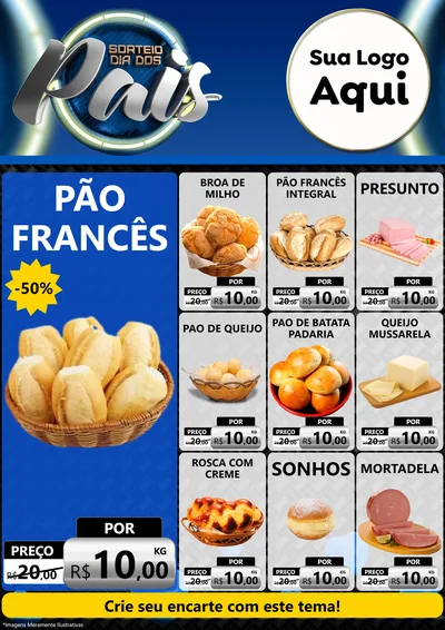 Modelo de Encarte para Encarte A4 Vertical com o tema Sorteio Dia Dos Pais para Padaria