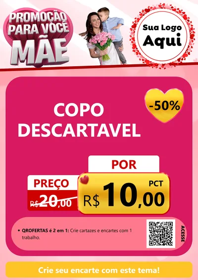 Modelo de Cartaz para Cartaz A4 Vertical com o tema Promoção Para Você Mãe para Embalagens