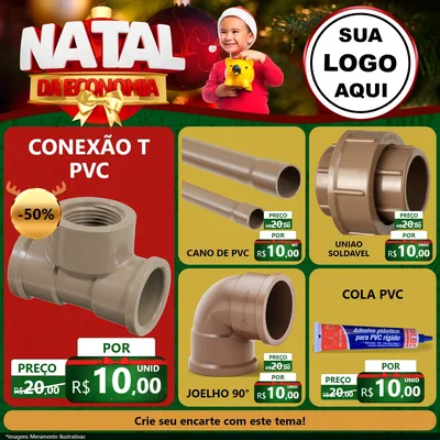 Modelo de Rede Social para Feed Facebook com o tema Natal da Economia para Tubos e conexões