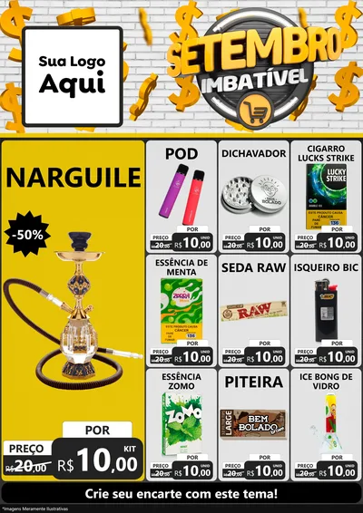 Modelo de Encarte para Encarte A4 Vertical com o tema Setembro Imbatível para Tabacaria