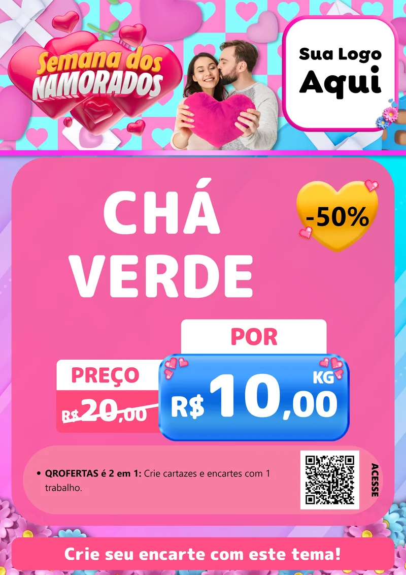 Modelo de Cartaz para Cartaz A4 Vertical com o tema Semana dos Namorados para Produtos Naturais