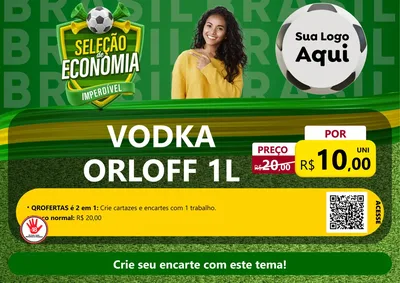 Modelo de Cartaz para Cartaz A4 Horizontal com o tema Seleção de Economia - Copa para Distribuidora de bebidas
