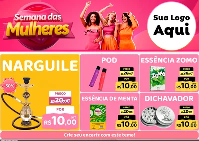 Modelo de Encarte para Encarte A4 Horizontal com o tema Semana das Mulheres para Tabacaria