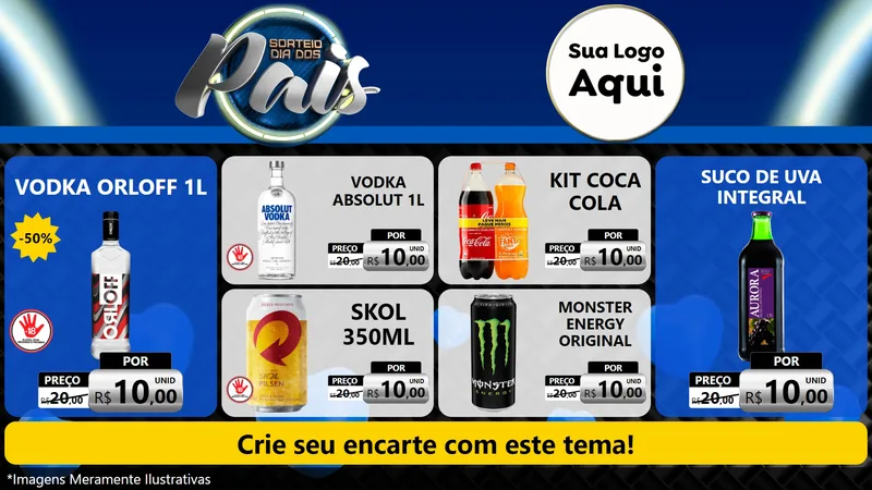 Modelo de TV para TV Horizontal com o tema Sorteio Dia Dos Pais para Distribuidora de bebidas