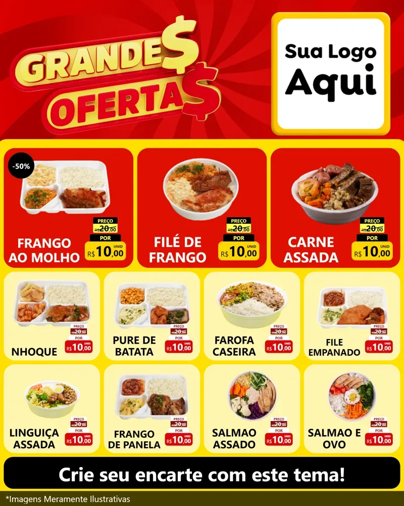 Modelo de Rede Social para Feed Instagram com o tema Grandes Ofertas para Restaurante