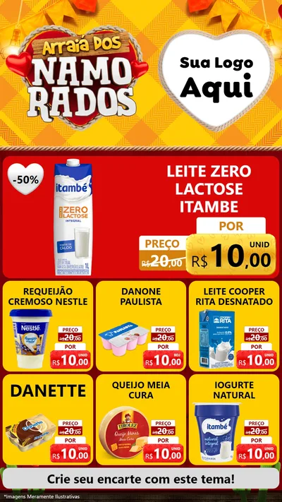 Modelo de Rede Social para Stories com o tema Arraiá dos Namorados para Frios e Laticínios