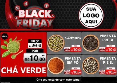 Modelo de Encarte para Encarte A4 Horizontal com o tema Black Friday para Produtos Naturais