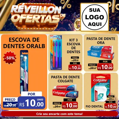 Modelo de Rede Social para Feed Facebook com o tema Réveillon de Ofertas para Higiene Pessoal