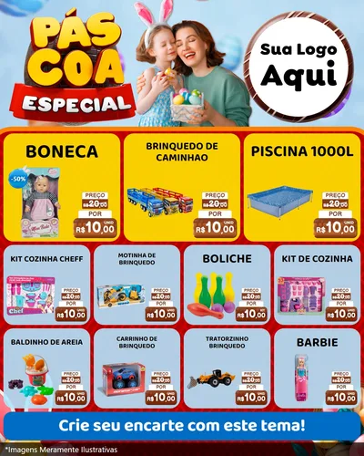 Modelo de Rede Social para Feed Instagram com o tema Páscoa Especial para Brinquedos