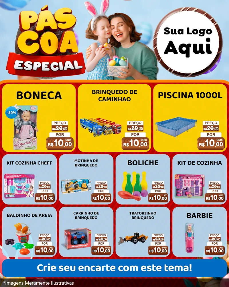 Modelo de Rede Social para Feed Instagram com o tema Páscoa Especial para Brinquedos