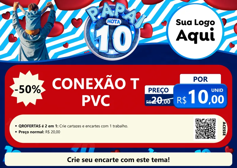 Modelo de Cartaz para Cartaz A4 Horizontal com o tema Papai Nota 10 para Tubos e conexões