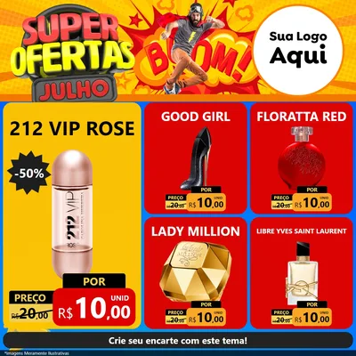 Modelo de Rede Social para Feed Facebook com o tema Super Ofertas Julho para Perfumes
