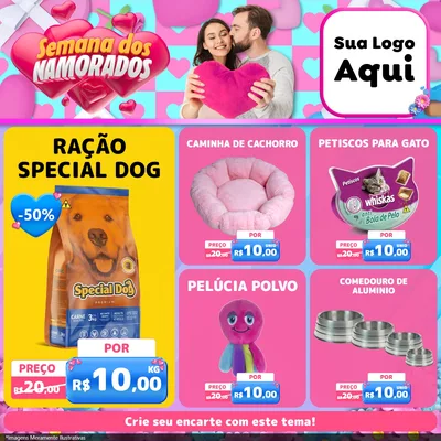 Modelo de Rede Social para Feed Facebook com o tema Semana dos Namorados para Pet Shop
