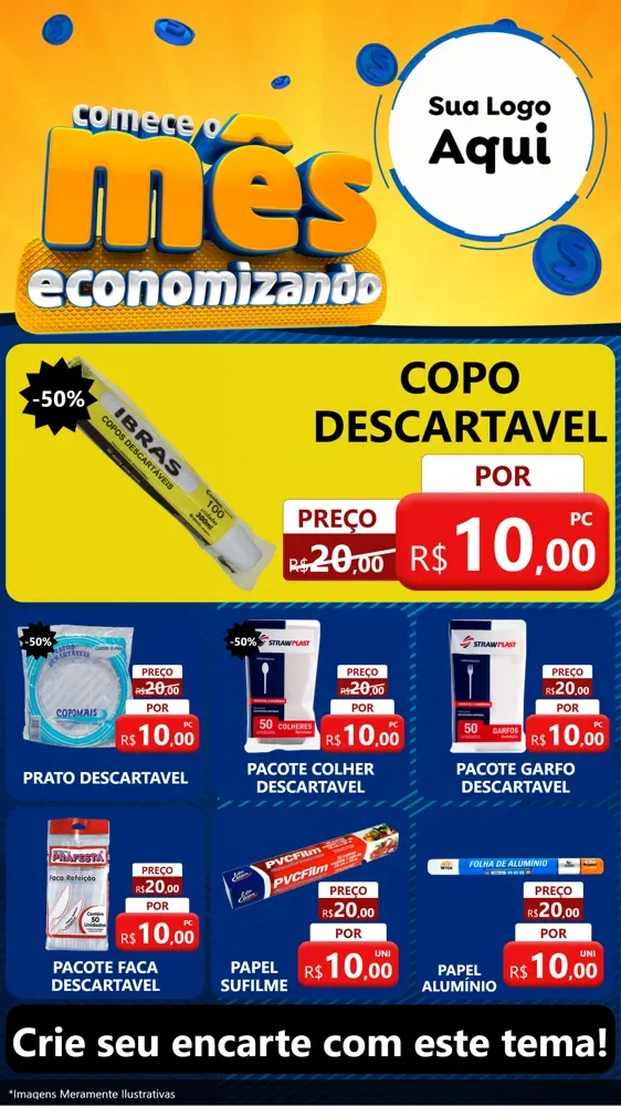Modelo de Rede Social para Stories com o tema Comece O Mês Economizando para Embalagens