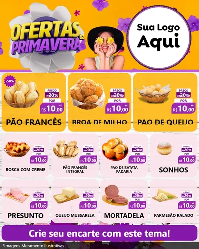 Modelo de Rede Social para Feed Instagram com o tema Ofertas Da Primavera para Padaria