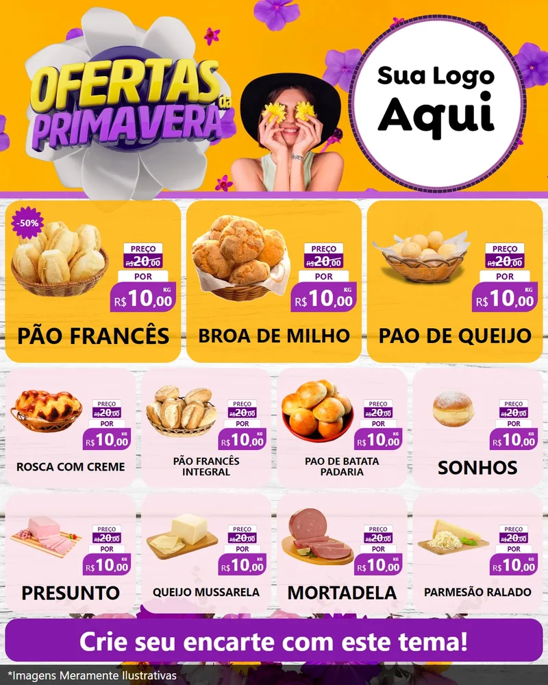 Modelo de Rede Social para Feed Instagram com o tema Ofertas Da Primavera para Padaria